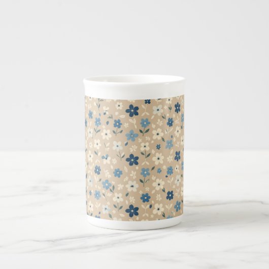 Small blue and white floral pattern porzellantasse (Vorderseite)