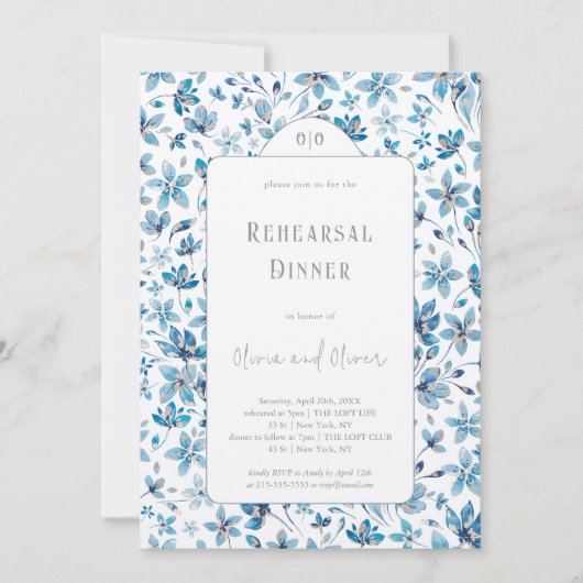 Small Blue Bllower Probe Dinner Einladung (Vorderseite)