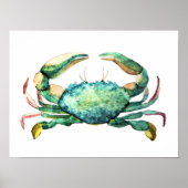 Small Blue Crab Aquarell Print Poster (Vorne)