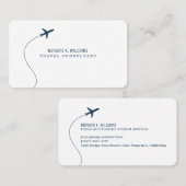 Small Blue Plane White Travel Consultant Visitenkarte (Vorne/Hinten)