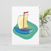 Small Blue Sail Boat Einladung (Stehend Vorderseite)