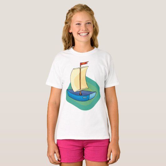 Small Blue Sail Boat T-Shirt (Vorne ganz)