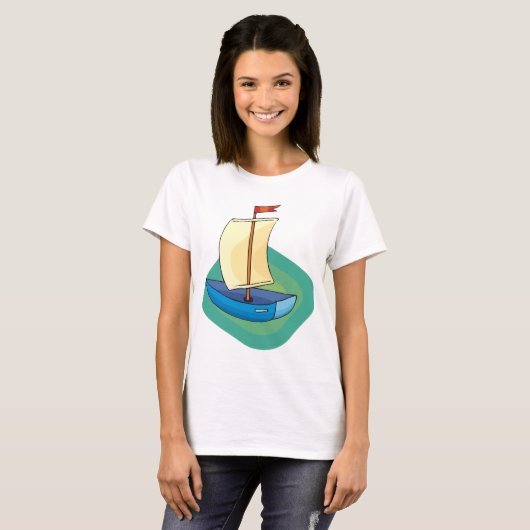 Small Blue Sail Boat T-Shirt (Vorne ganz)