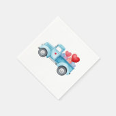 Small Blue Truck Valentine's Party Serviette (Ecke)