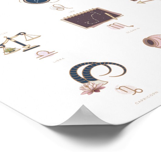 Small Boho Zodiac Signs Poster (Ecke)