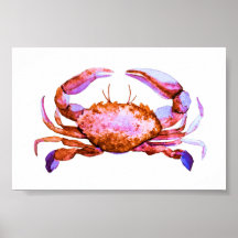 Small Box Red Crab Aquarell Print