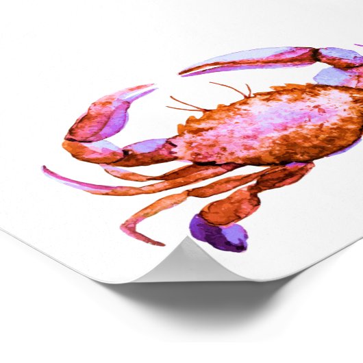 Small Box Red Crab Aquarell Print Poster (Ecke)
