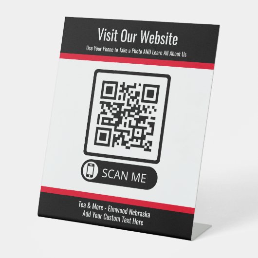 Small Business Black Create QR Code Website Sign Sockelschild (Vorderseite)