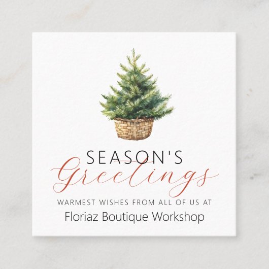 Small Business Christmas Tree Winter Greenery Quadratische Visitenkarte (Vorderseite)