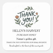 Small Business Honey Jar Label - Personalized Quadratischer Aufkleber (Vorderseite)