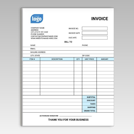 Small Business Logo Personalized Invoice Notepad Notizblock