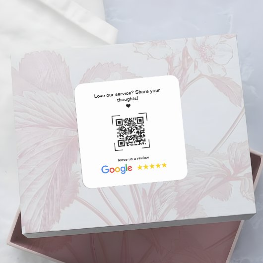 Small Business Promotional Google Review QR Code Quadratischer Aufkleber