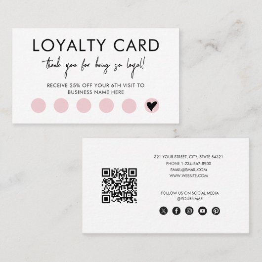 Small Business QR Code Loyalty Reward Discount Visitenkarte (Vorne/Hinten)