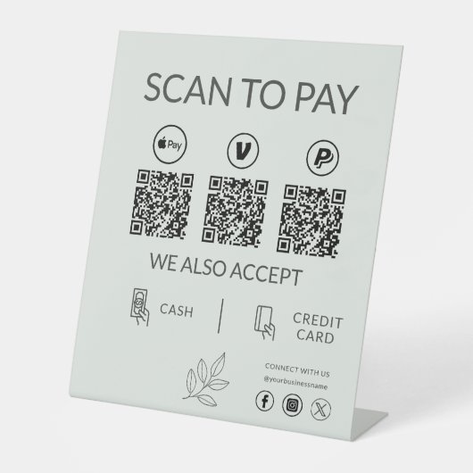 Small Business QR Code Payment - Scan to Pay Sockelschild (Vorderseite)