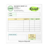 Small Business Receipts with Logo | Order Invoice Notizblock (Vorderseite)