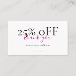 Small Business Thank You Discount Card Blush Visitenkarte