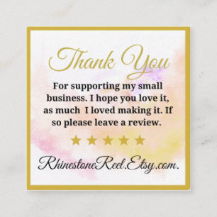 Small Business Vielen Dank Rezension Card Quadratische Visitenkarte