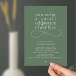 Small Celebration of Big Love, Elegant Minimalist  Einladung<br><div class="desc">Celebrate your love story with this elegant minimalist wedding invitation, designed with a refined serif font paired with delicate handwritten script. Perfect for couples who love modern romance, soft neutrals, and timeless typography. This invitation is ideal for intimate weddings, backyard celebrations, garden ceremonies, or modern elopements. The clean layout and...</div>