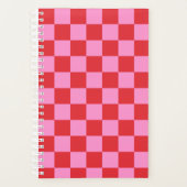 Small Cherry Red and Pink Checkerboard Planner Planer (Vorderseite)