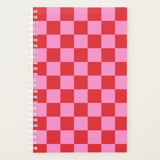 Small Cherry Red and Pink Checkerboard Planner Planer (Vorderseite)