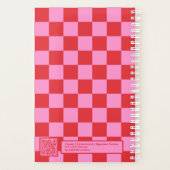 Small Cherry Red and Pink Checkerboard Planner Planer (Rückseite)
