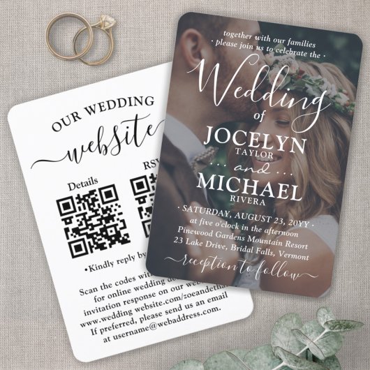 Small & Chic All-in-One QR Code UAWG Hochzeit Einladung