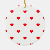 Small Christmas Red Polka Dot Hearts On Snow White Keramikornament (Vorne)
