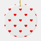 Small Christmas Red Polka Dot Hearts On Snow White Keramikornament (Hinten)