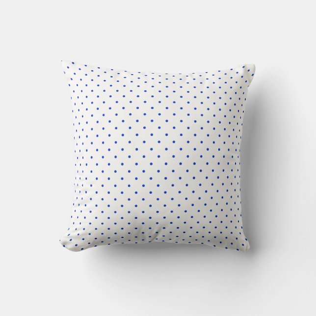 Small Cobalt Blue Polkadots on White Throw Pillow Kissen (Vorderseite)