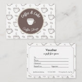 Small Coffee Shop Voucher and Gift Certificates Begleitkarte (Vorne/Hinten)