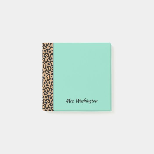 Small Custom Leopard Lehrer Beitrag Hinweise Post-it Klebezettel (Vorderseite)