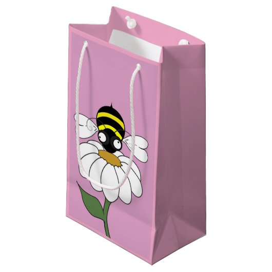 Small Daisy Bee Gift Bag Kleine Geschenktüte (Vorderseite Schrägansicht)