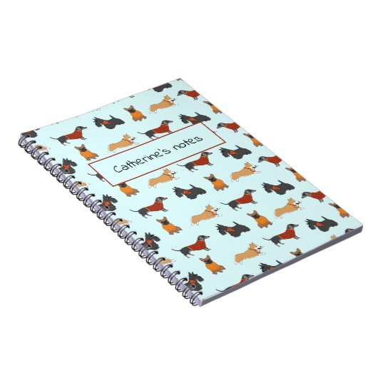 Small Dog Pattern Light Blue Notebook Notizblock (Rechte Seite)