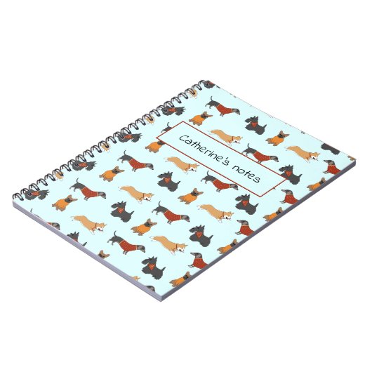 Small Dog Pattern Light Blue Notebook Notizblock (Linke Seite)