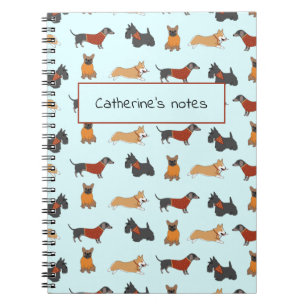 Small Dog Pattern Light Blue Notebook Notizblock