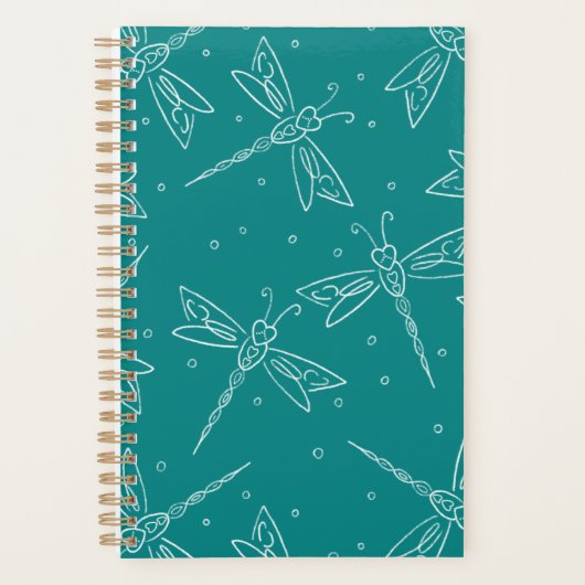 Small dragonfly themed planner - teal planer (Vorderseite)