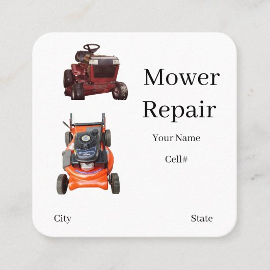 Small Engine Riding Mower Business Card Quadratische Visitenkarte (Vorderseite)