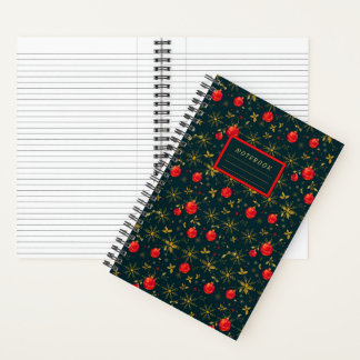 Small Festive Christmas Notebook - Red Ornaments Notizblock