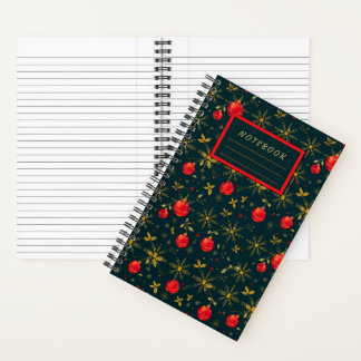 Small Festive Christmas Notebook - Red Ornaments Notizblock
