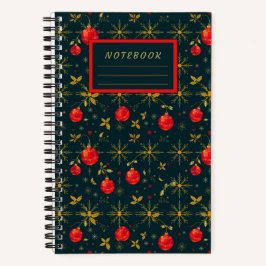 Small Festive Christmas Notebook - Red Ornaments Notizblock