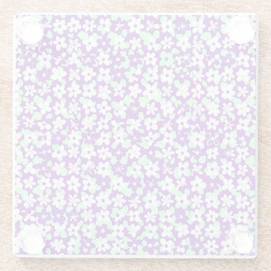 Small Floral Pattern Mint and Purple Glasuntersetzer (Rückseite)