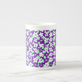 Small Floral Pattern Mint and Purple Porzellantasse