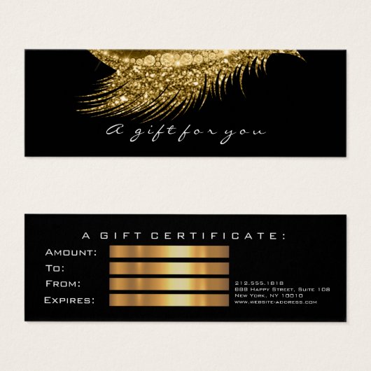 Small Geschenkgutschein Glitzer Lash Gold Confetti (Vorne & Hinten)