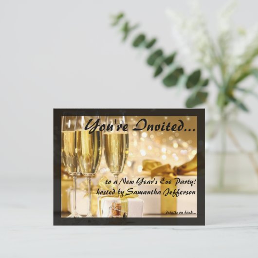 Small Gilded Bubbly New Years Party Einladungen (Stehend Vorderseite)