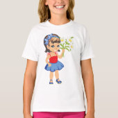 Small Girl Holding Daisies Girls T - Shirt (Vorderseite)