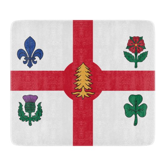Small glass cutting board with flag of Montreal Schneidebrett (Vorderseite)