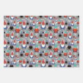 Small Gnomes Snowflake Illustrationen Weihnachten Geschenkpapier Set (Vorderseite 3)