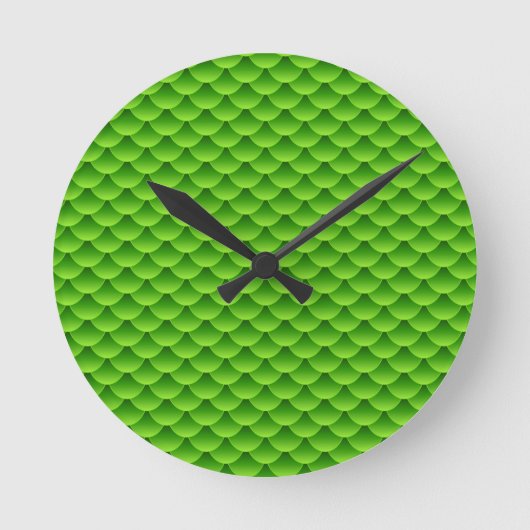 Small Green Fish Scale Pattern Runde Wanduhr (Vorderseite)
