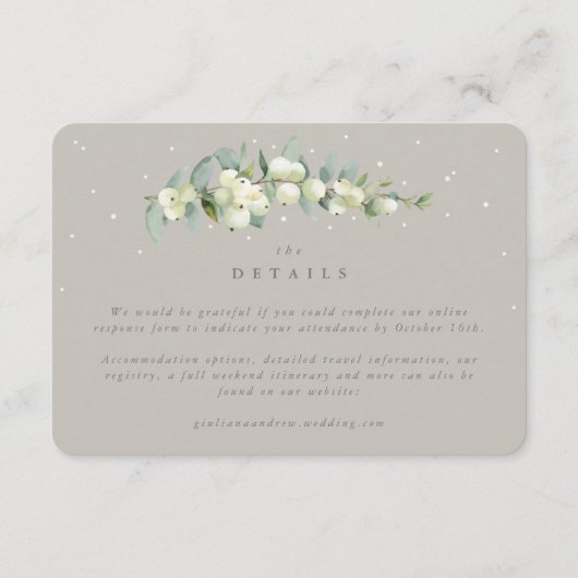 Small Greige Snowberry+Eucalyptus Online Response Begleitkarte (Vorderseite)