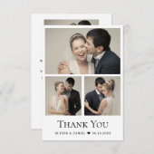 Small Heart Modern Wedding Foto Collage Dankeskarte (Vorne/Hinten)